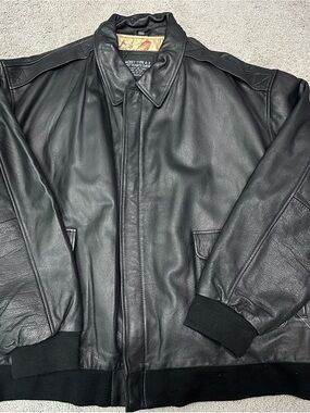 Men's Black Leather Bomber Jacket type A-2 4XL new army Air Force